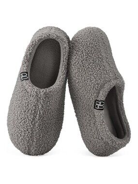 HomeTop Women's Fuzzy Curly Fur Memory Foam Loafer Slippers Fleece Lined Size 10